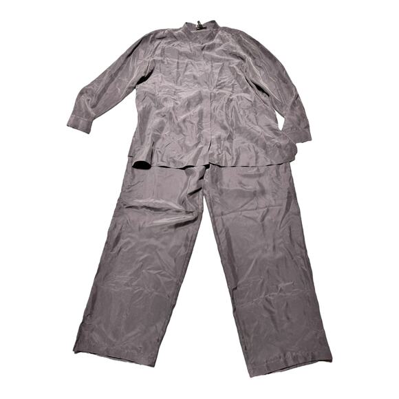 NWT EILEEN FISHER WOMENS SILK OUTFIT SET MEDIUM TOP PANTS BUTTON UP LONG SLEEVE - Picture 1 of 16